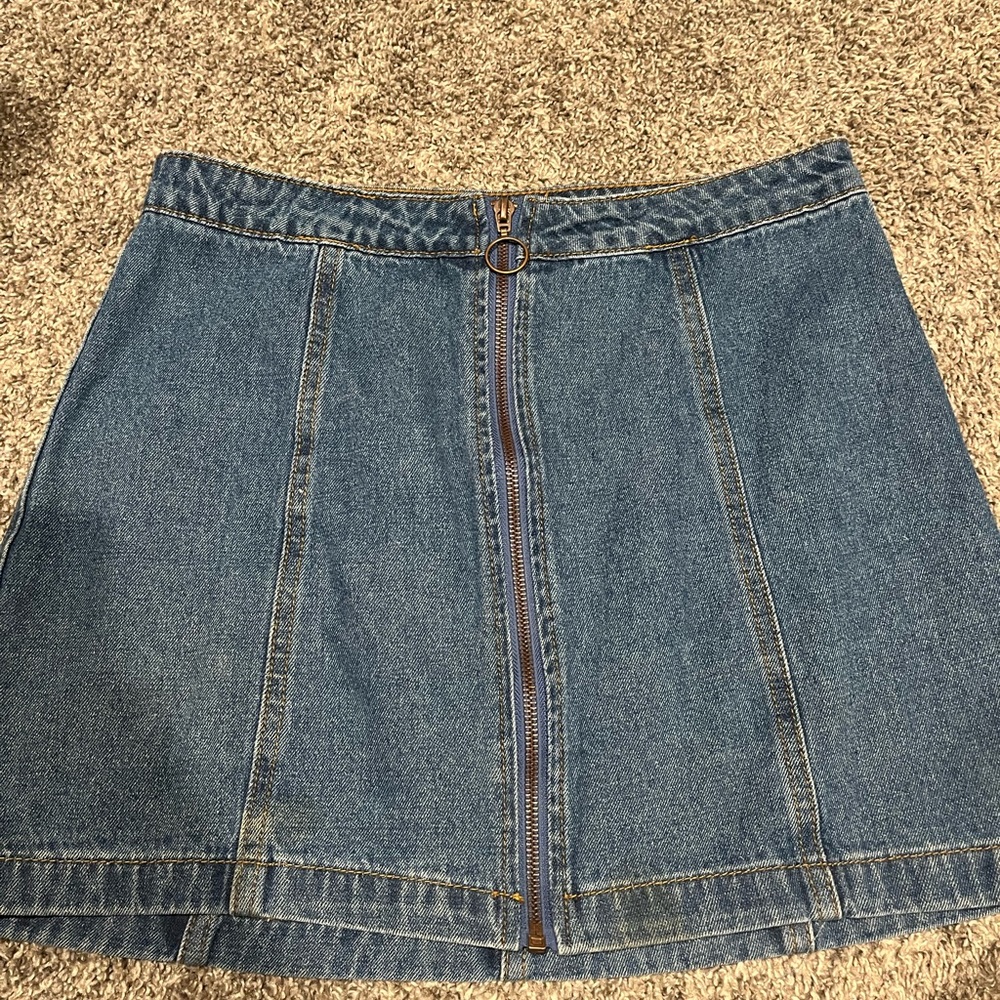 Jean zip up skirt
